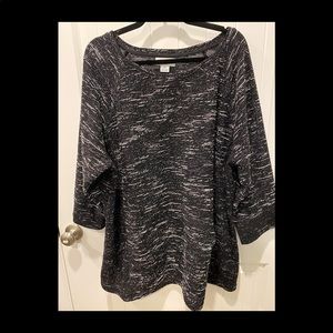 Liz Claiborne 3X black/white 3/4 sleeve sweater